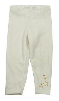 Smetanové plyšové legíny s hvězdami C&A