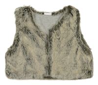 Béžovo-šedá kožešinová podšitá vesta Next