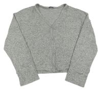 Šedé melírované úpletové propínací bolerko s kamínky George