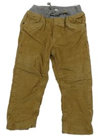 Hnědé manšestrové podšité kalhoty s úpletovým pasem C&A