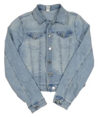 Modrá tepláková riflová crop bunda H&M