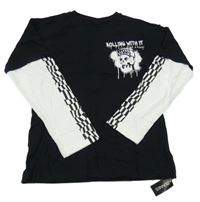 Nové - Černo-bílé triko s lebkou Dunnes