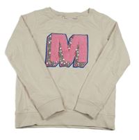 Béžová mikina s písmenem s flitry Stop+Go