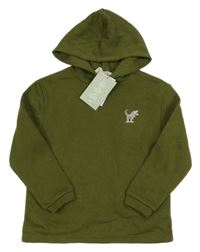 Nové - Khaki mikina s dinosaurem a kapucí H&M