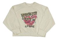 Smetanová mikina se srdcem a nápisem