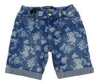 Modré květované riflové kraťasy