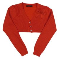 Červené třpytivé svetrové propínací bolerko s mašlí s flitry George