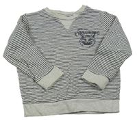 Tmavomodro-bílá pruhovaná mikina s liškou