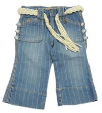 Modré pruhované capri rifle s páskem