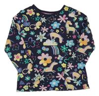 Tmavomodré květované triko s jednorožci George