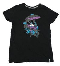 Černé tričko s potiskem - Fortnite