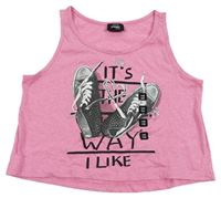 Nové - Růžový melírovaný crop top s teniskami Page One Young