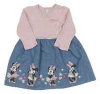Růžovo-modré bavlněno/plátěné šaty s Minnie Primark