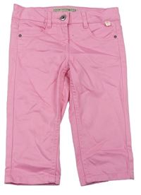 Růžové crop plátěné kalhoty Pocopiano