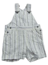 Bílo-šedé pruhované plátěné laclové kraťasy H&M