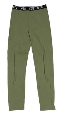 Khaki legíny s černou gumou v pase George