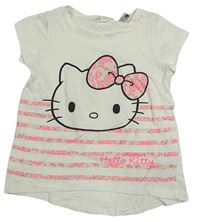 Bílé tričko s pruhy a Hello Kitty H&M