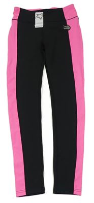 Černo-růžové sportovní legíny s neonovým pruhem St. Bernard