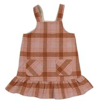 Starorůžovo-hnědé kostkované vlněné laclové šaty Matalan