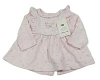 Nové - Světlerůžové sametové vzorované šaty 