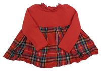 Červená žebrovaná kostkovaná tunika George