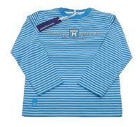 Nové - modré pruhované triko s nápisem 