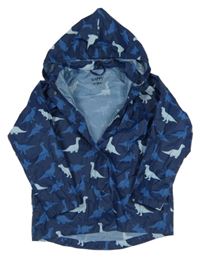 Tmavomodrá šusťáková nepromokavá bunda s dinosaury a kapucí Tchibo