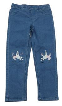 Tmavomodré džegíny s jednorožci Lupilu