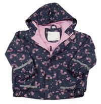 Tmavomodrá nepromokavá jarní bunda s duhami a kapucí Kiki&Koko