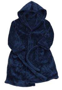Tmavomodrý plyšový župan s kapucí M&S