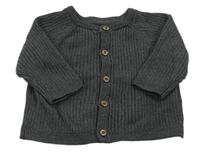 Tmavošedý žebrovaný propínací svetr C&A