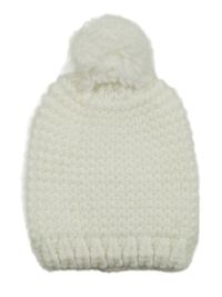 Bílá pletená čepice s bambulí 