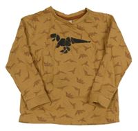 Hnědá vzorovaná lehká mikina s dinem 