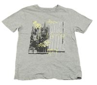 Šedé melírované tričko s nápisem Primark