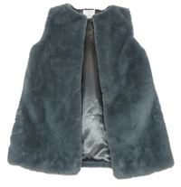 Tmavošedá kožešinová podšitá vesta Primark