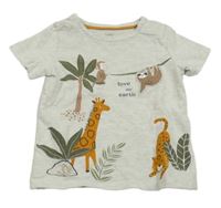 Šedé melírované tričko se zvířátky C&A