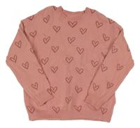 Nové - růžový svetr se srdíčky Primark