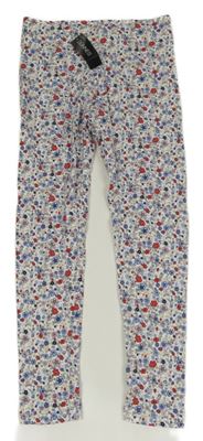 Nové - bílo-červeno-modré květované legíny dunnes