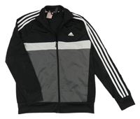 Černo-šedá sportovní funkční propínací mikina s logem Adidas