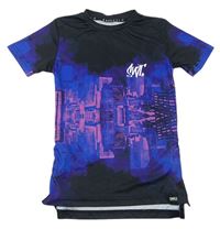 Černo-fialové tričko s mrakodrapy Sonneti