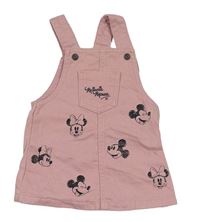 Růžové riflové šaty s Mickey a Minnie a kapsou zn. Disney