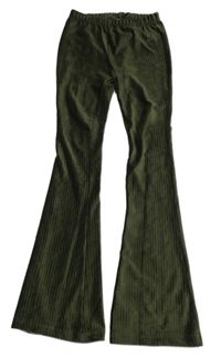 Khaki žebrované sametové flare legíny Zeeman