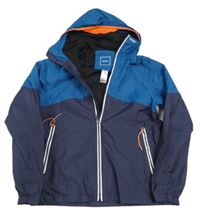 Tmavomodro-modrá šusťáková jarní funkční bunda s kapucí Tribord