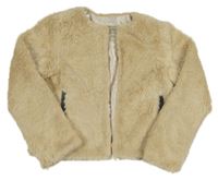 Béžový kožešinový podšitý crop kabátek Matalan