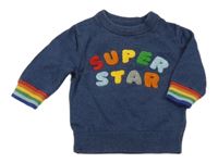 Tmavomodro-barevný svetr s nápisem Next