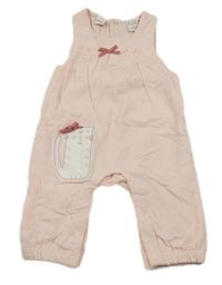 Světlerůžový manšestrový kalhotový podšitý overal s kočičkou Manguun