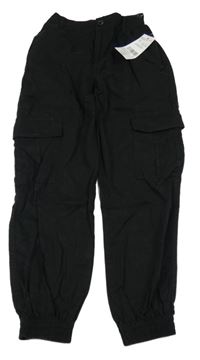 Nové - Černé plátěné cargo cuff kalhoty F&F