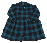 Černo-petrolejové kostkované košilové šaty Next