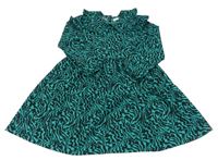 Černo-zelené pruhované šaty s límečkem Next