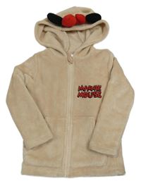 Béžová plyšová propínací mikina s kapucí - Minnie Disney